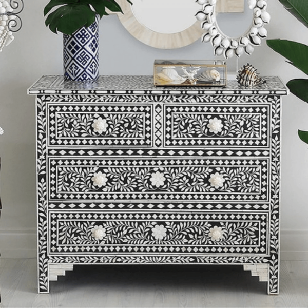 Jade Chest of Drawers - Black Bone Inlay