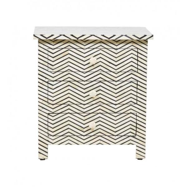 Isra Side Drawer - Black & White Bone Inlay