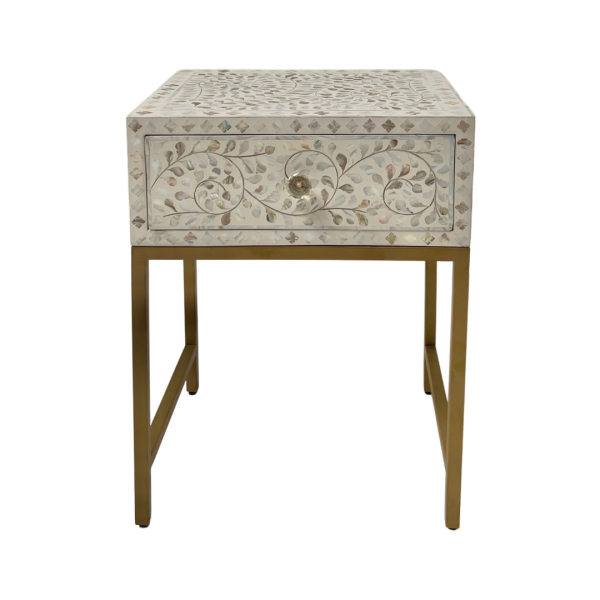 Iris Side Drawer - White Mother of Pearl Inlay
