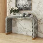 Saphed Console Table - Black & White Bone Inlay