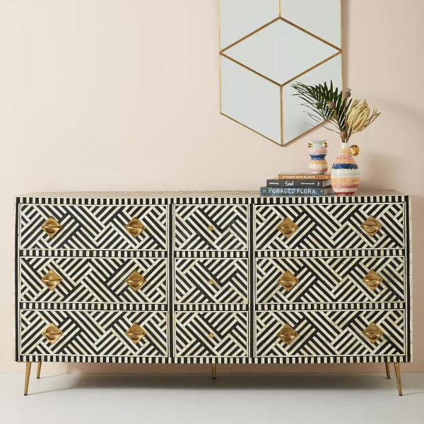 Ameerah Chest of Drawers - Black & White Bone Inlay