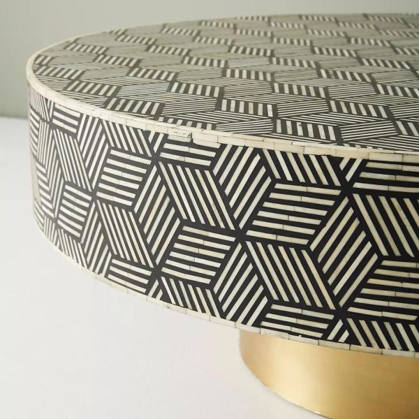 Ameerah Coffee Table - Black & White Bone Inlay