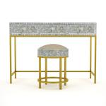 Iris Dresser Console & Stool - Grey Mother of Pearl