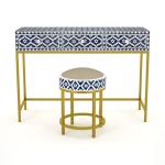 Inayat Dresser Console & Stool - Navy Blue Bone Inlay