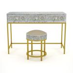 Iris Dresser Console & Stool - Grey Mother of Pearl