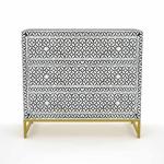 Yasmine Chest of Drawers - Black & White Bone Inlay
