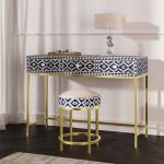 Inayat Dresser Console & Stool - Navy Blue Bone Inlay