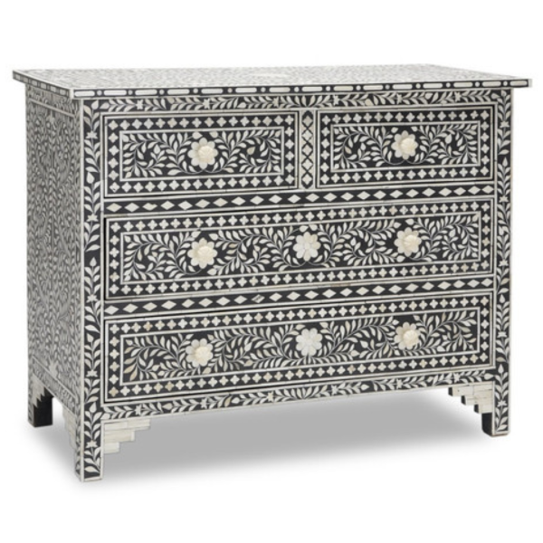 Jade Chest of Drawers - Black Bone Inlay
