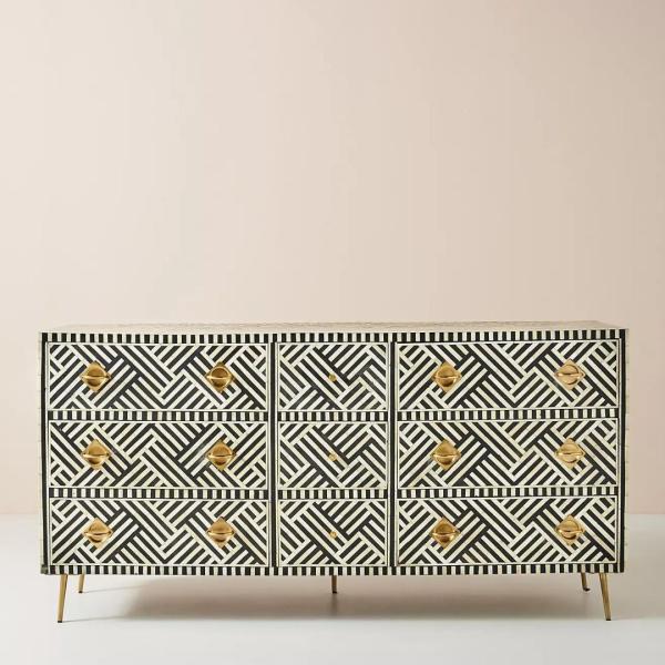 Ameerah Chest of Drawers - Black & White Bone Inlay