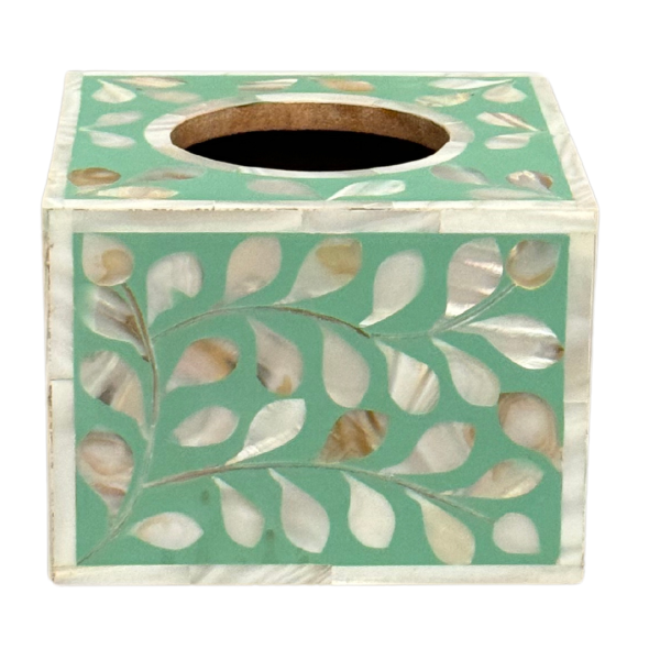 Jamila Tissue Box - Mint Mother of Pearl Inlay