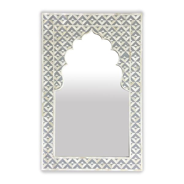 Trikon Mirror - Grey Bone Inlay