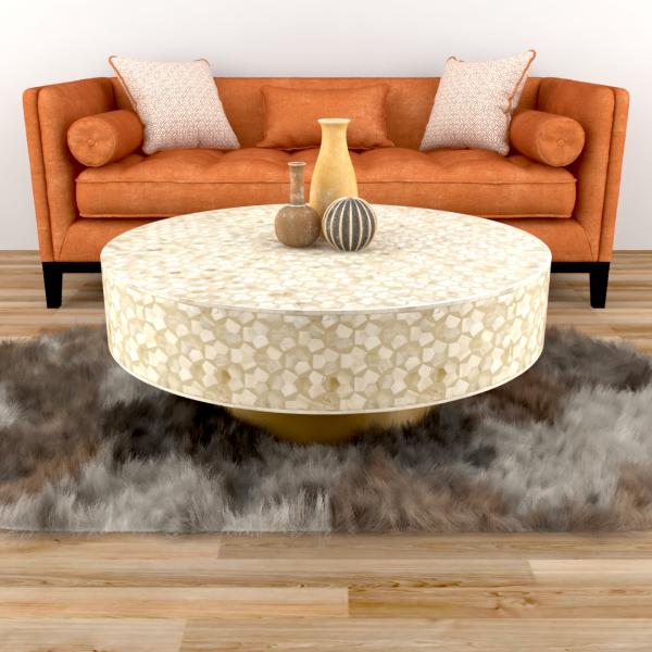 Vaan Coffee Table - Beige Bone Inlay