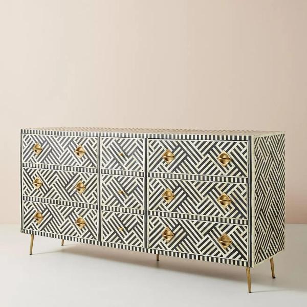 Ameerah Chest of Drawers - Black & White Bone Inlay