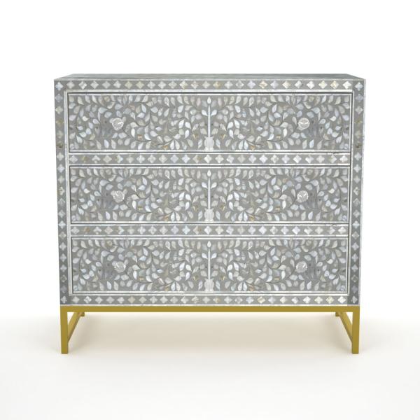 Iris Chest of Drawers - Grey Mother of Pearl Inlay
