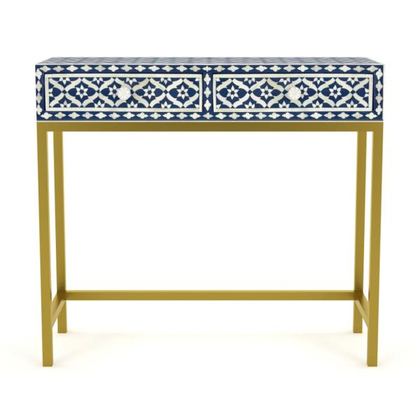 Inayat Mini Dresser Console - Navy Blue Bone Inlay
