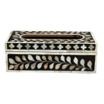 Jamila Tissue Box - Black Mother of Pearl Inlay