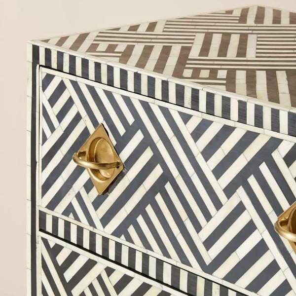 Ameerah Chest of Drawers - Black & White Bone Inlay