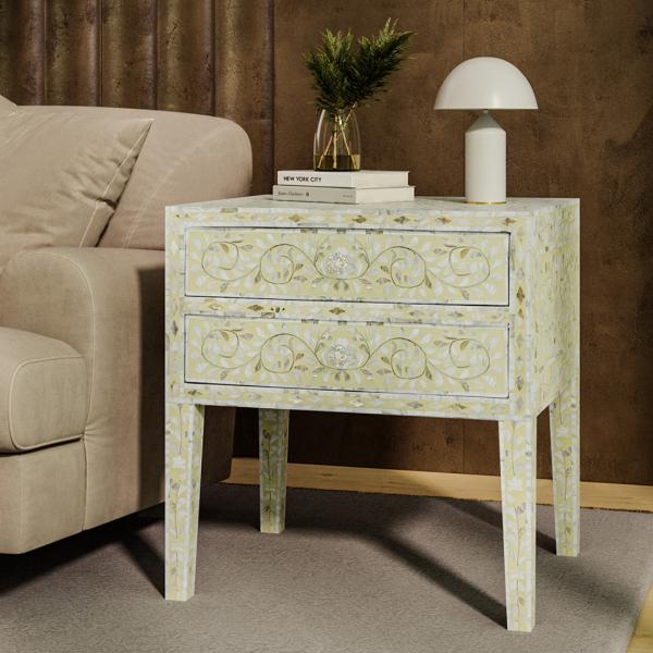 Iris Side Drawer - Cream Mother of Pearl Inlay