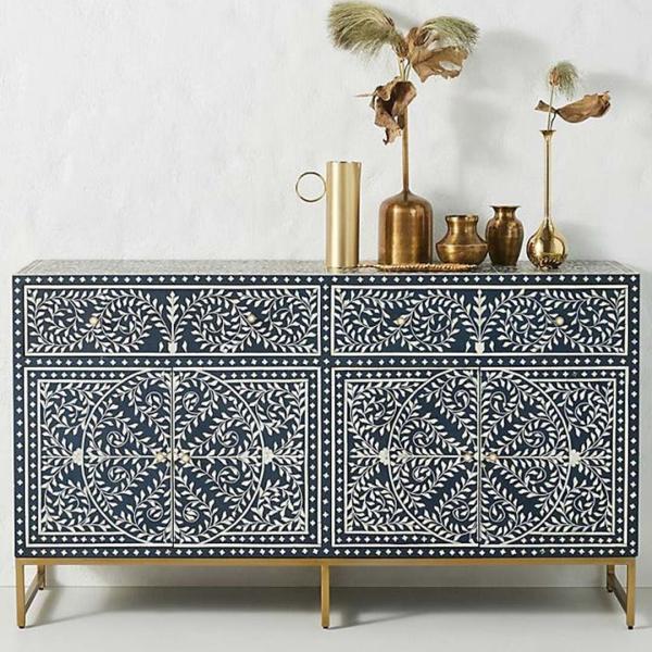 Jade Sideboard Buffet - Navy Blue Bone Inlay