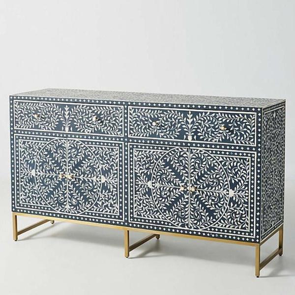 Jade Sideboard Buffet - Navy Blue Bone Inlay