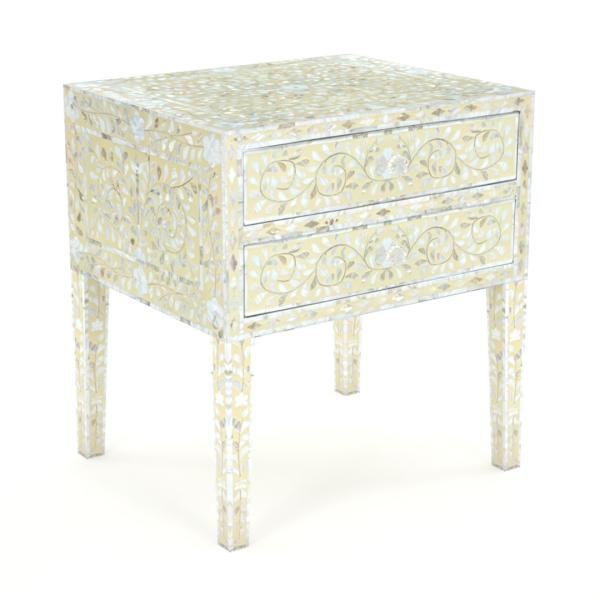 Iris Side Drawer - Cream Mother of Pearl Inlay