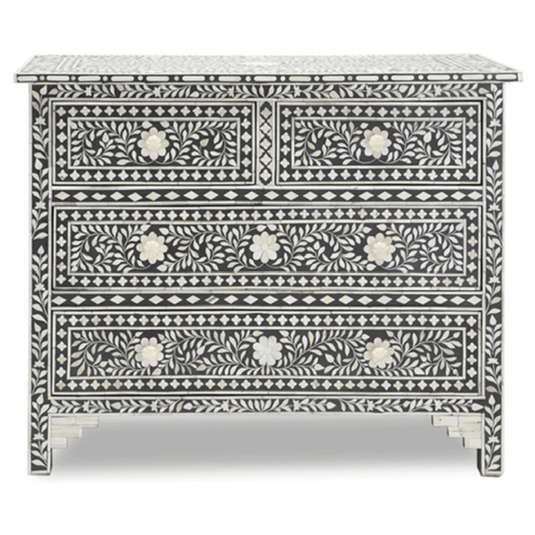 Jade Chest of Drawers - Black Bone Inlay