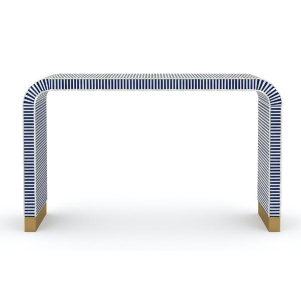 Saphed Console Table - Blue & White Bone Inlay