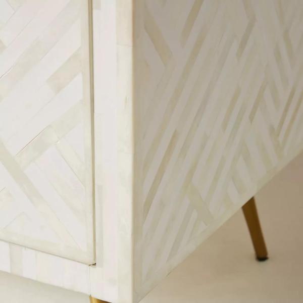 Ameerah TV Unit Cabinet - White Bone Inlay