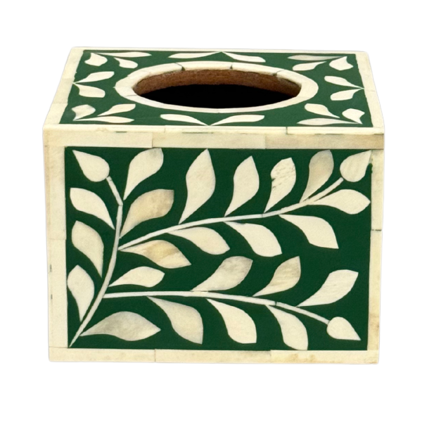 Jamila Tissue Box - Green Bone Inlay