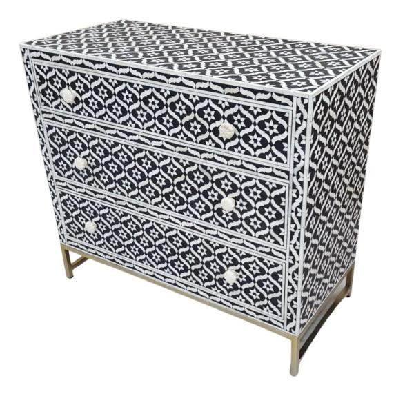 Inayat Chest of Drawers - Black & White Bone Inlay