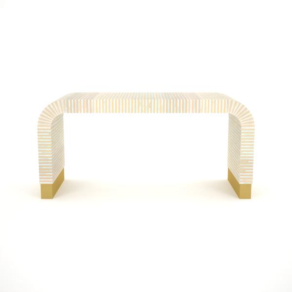 Saphed Coffee Table - Brown & White Bone Inlay