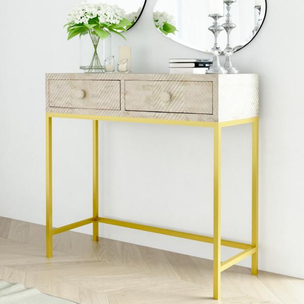Lasvit Mini Dresser Console - Bone Carved