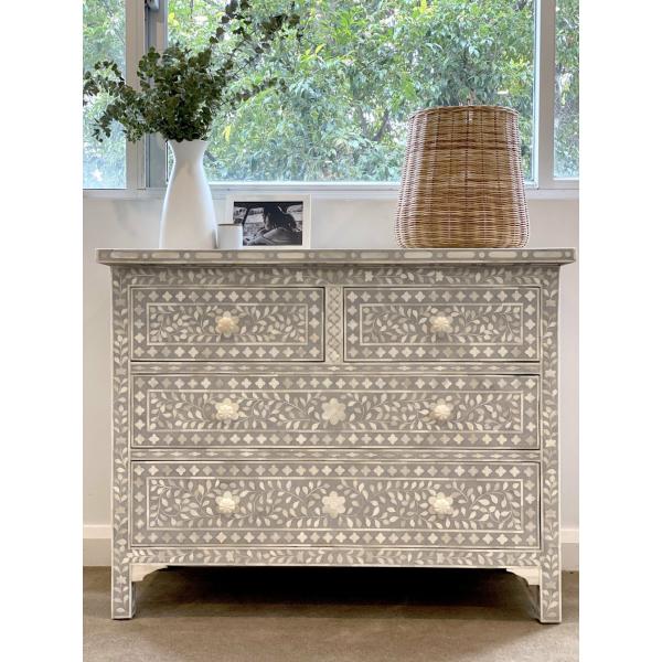 Jade Chest of Drawers - Grey Bone Inlay