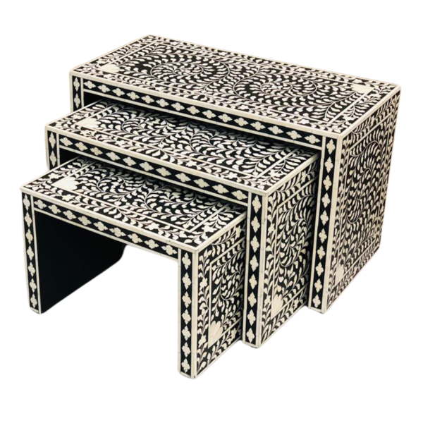 Jade Nesting Side Table - Black Bone Inlay