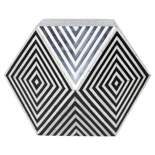 Aryan Side Table - Black & White Bone Inlay