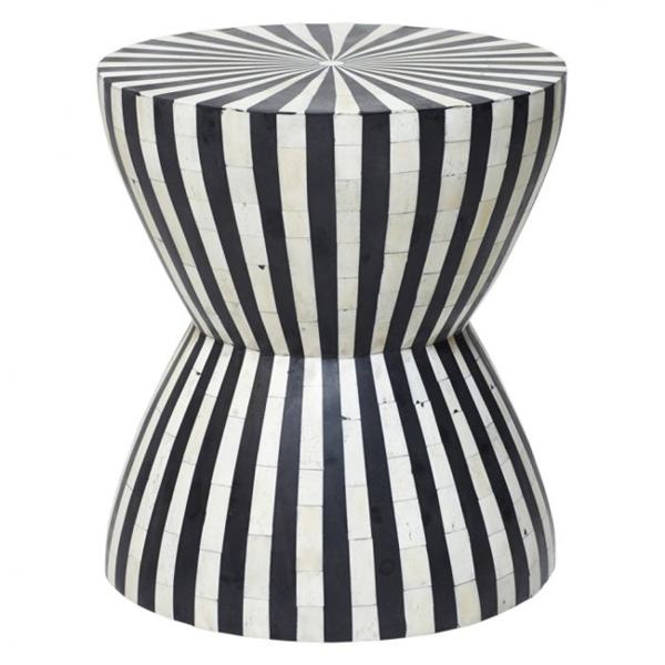 Surat Side Table - Black & White Bone Inlay