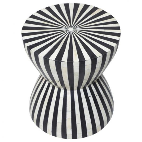 Surat Side Table - Black & White Bone Inlay