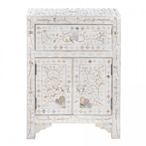 Iris Side Drawer - White Mother of Pearl