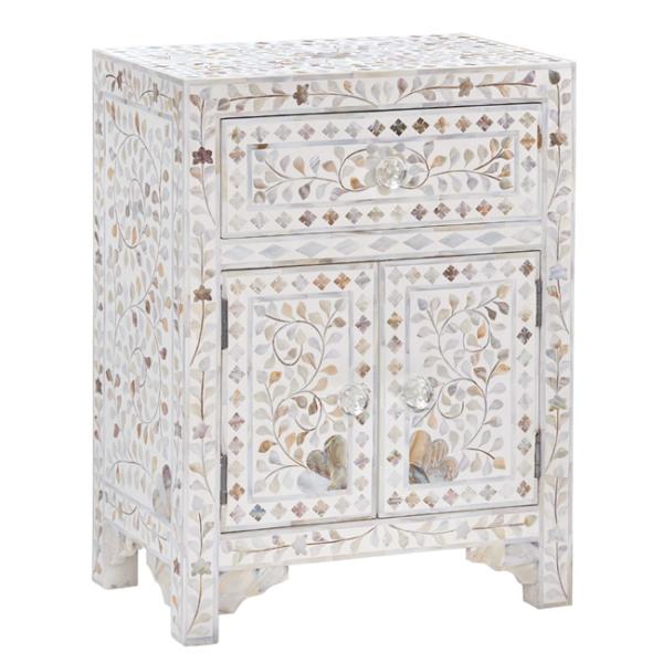Iris Side Drawer - White Mother of Pearl
