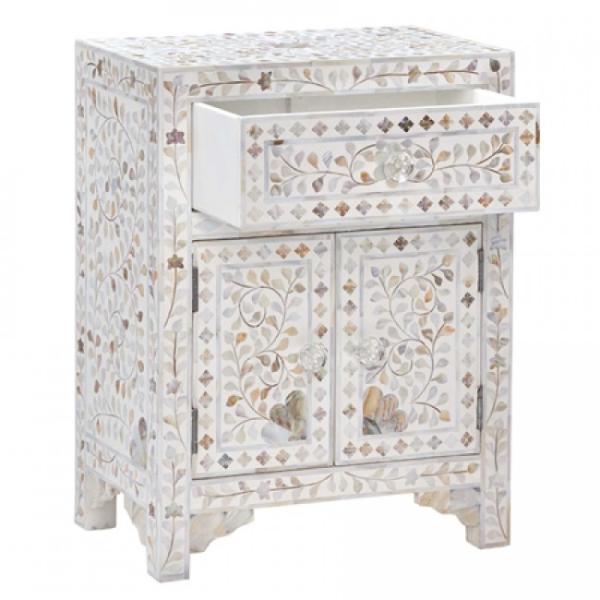 Iris Side Drawer - White Mother of Pearl