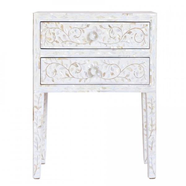 Iris Side Drawer - White Mother of Pearl