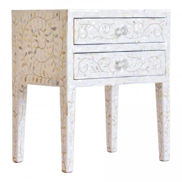Iris Side Drawer - White Mother of Pearl