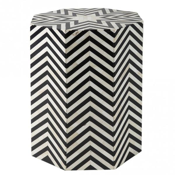 Cairo Side Table - Black & White Bone Inlay