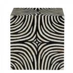 Zebra Side Table - Black & White Bone Inlay