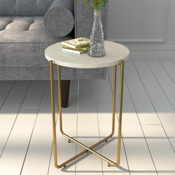 Farid Side Table - White Marble