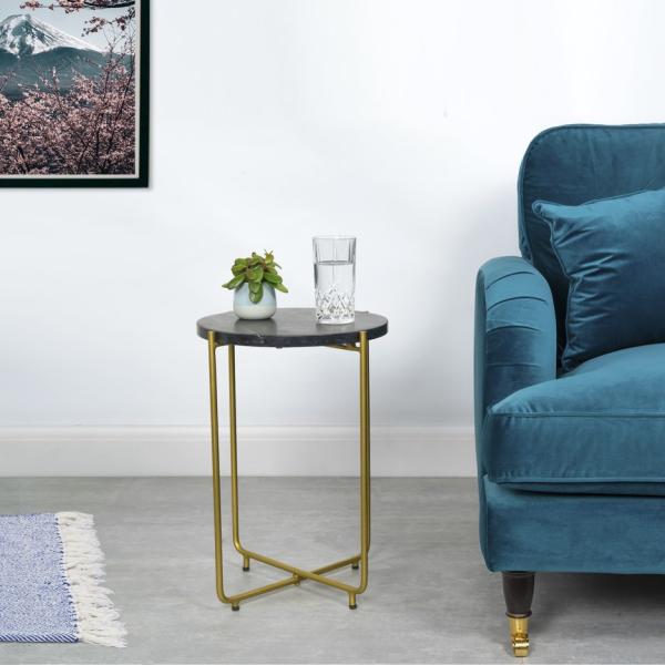 Farid Side Table - Black Marble