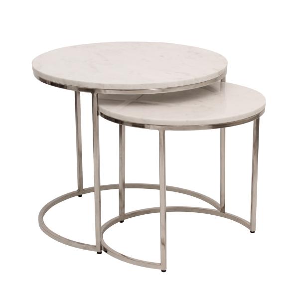 Naya Nesting Side Table - White Marble