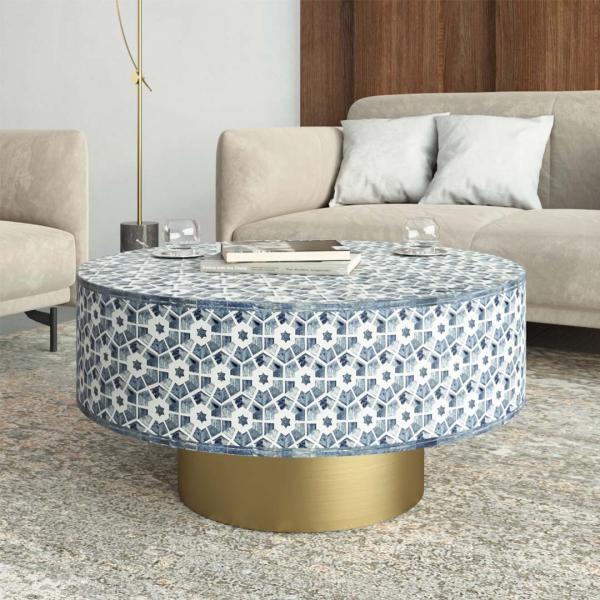 Naveli Coffee Table - Blue Bone Inlay