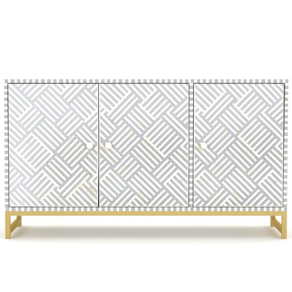 Ameerah Cabinet - Grey & White Bone Inlay