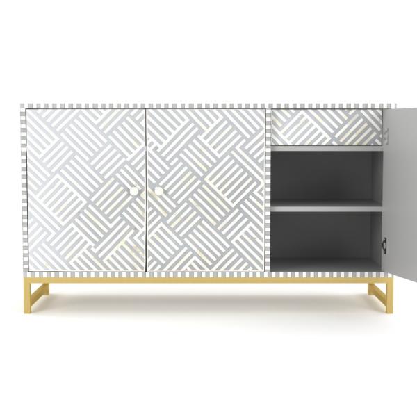 Ameerah Cabinet - Grey & White Bone Inlay